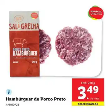 Lidl Hambúrguer de Porco Preto Emb. 240 g promoção