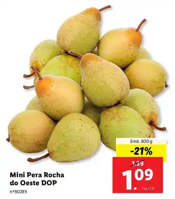 Lidl Mini Pera Rocha do Oeste DOP Emb. 800 g promoção