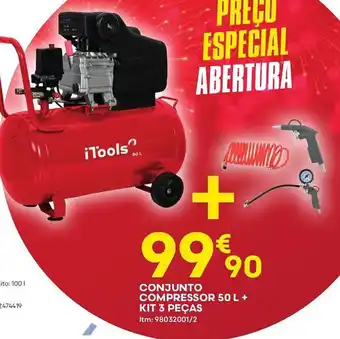 Bricomarché CONJUNTO COMPRESSOR 50 L + KIT 3 PEÇAS promoção
