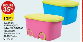 Caixa de Arrumação Infantil C/Rodas Plastiken 45lt