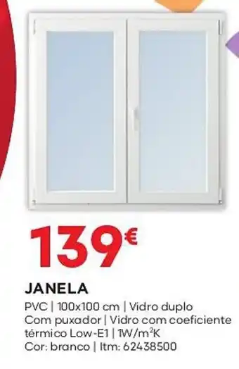 Bricomarché JANELA PVC | 100x100 cm | Vidro duplo promoção