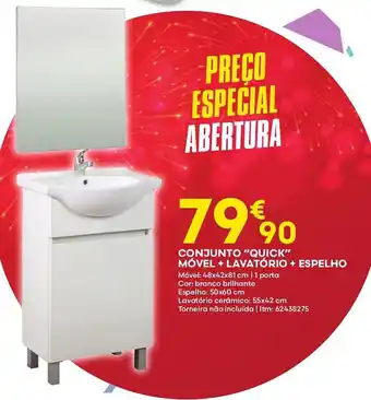 Bricomarché CONJUNTO "QUICK" MÓVEL + LAVATÓRIO + ESPELHO Móvel: 48x42x81 cm | 1 porta promoção