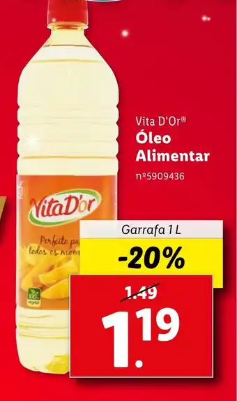 Lidl Vita D'Or Óleo Alimentar Garrafa 1 L promoção