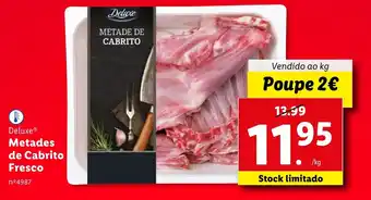Lidl Deluxe Metades de Cabrito Fresco Vendido ao kg promoção