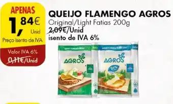 Pingo Doce QUEIJO FLAMENGO AGROS Original/Light Fatias 200g promoção