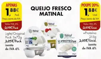 Pingo Doce QUEIJO FRESCO MATINAL pack 3x72g promoção
