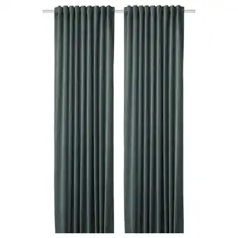IKEA Sanela cortinados semiopacos, par, verde acinzentado, 140x300 cm promoção