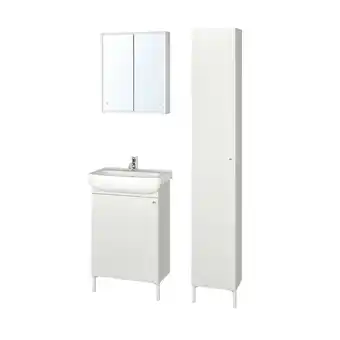 IKEA Nysjön / björkån móveis casa de banho, conj.6, branco/pilkån torneira, 54x40x98 cm promoção