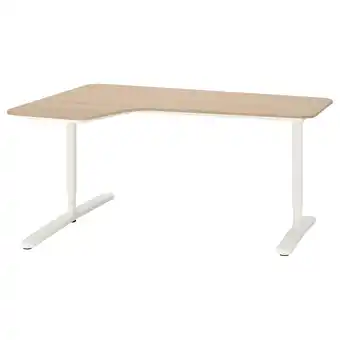 IKEA Bekant secretária de canto, à esquerda, chapa de carvalho c/velatura branca/branco, 160x110 cm promoção