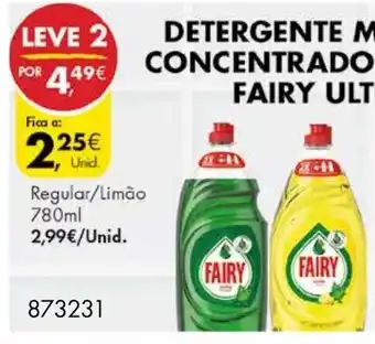 Pingo Doce Detergente Manual Concentrado P/Loiça Fairy Ultra Regular/Limão 780ml promoção