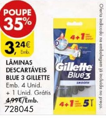 Pingo Doce Lâminas Descartáveis Blue 3 Gillette promoção