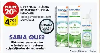 Pingo Doce Spray Nasal de Água do mar Breath Clean Rhinomer 50ml promoção