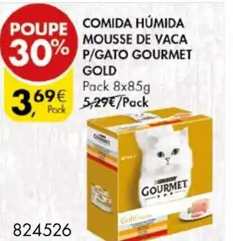 Pingo Doce Comida Húmida Mousse de Vaca P/Gato Gourmet Gold Pack 8x85g promoção