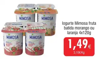 Froiz logurte Mimosa fruta batida morango ou laranja 4x120g promoção