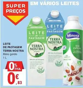 E.Leclerc LEITE DE PASTAGEM TERRA NOSTRA Meio gordo 1 L promoção