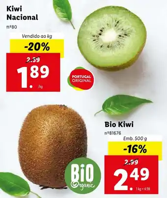 Lidl Kiwi Nacional Vendido ao kg promoção