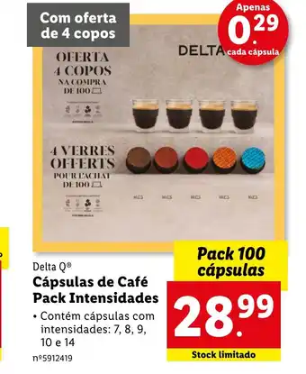 Lidl Delta Q Cápsulas de Café Pack Intensidades promoção