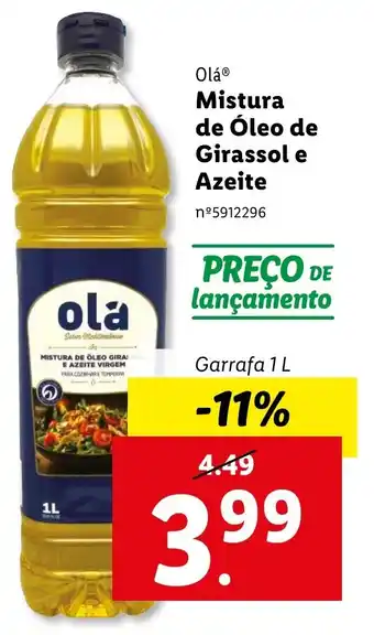 Lidl Olá Mistura de Óleo de Girassol e Azeite Garrafa 1 L promoção