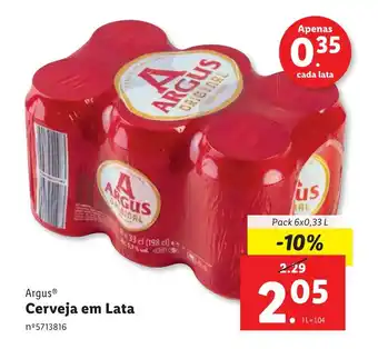 Lidl Argus Cerveja em Lata Pack 6x0,33 L promoção