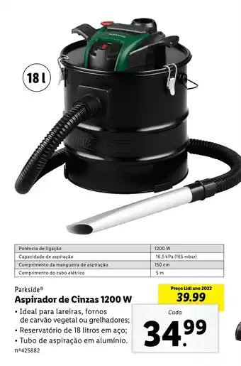 Lidl Parkside Aspirador de Cinzas 1200 W promoção