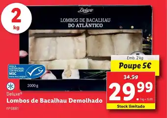 Lidl Deluxe Lombos de Bacalhau Demolhado Emb. 2 kg promoção