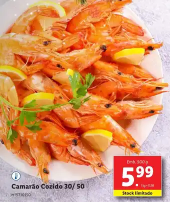 Lidl Camarão Cozido 30/50 Emb. 500 g promoção