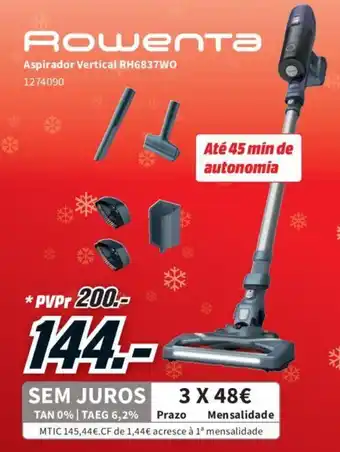MediaMarkt Rowenta Aspirador Vertical RH6837WO 1274090 promoção