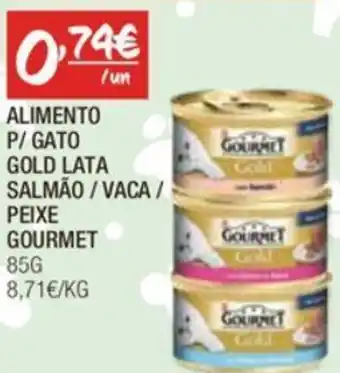 Spar ALIMENTO P/ GATO GOLD LATA SALMÃO / VACA/ PEIXE GOURMET 85G promoção