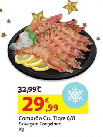 Auchan Camarão Cru Tigre 6/8 Selvagem Congelado Kg promoção