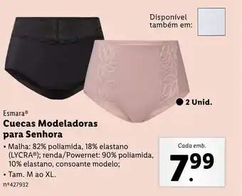 Lidl Esmara Cuecas Modeladoras para Senhora promoção