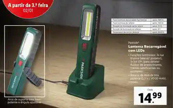 Lidl Parkside Lanterna Recarregável com LEDs promoção