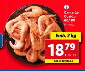 Lidl Camarão Cozido 60/80 Emb. 2 kg promoção