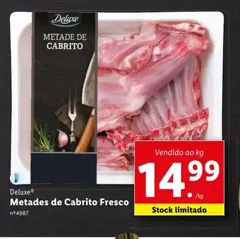 Lidl Deluxe Metades de Cabrito Fresco Vendido ao kg promoção