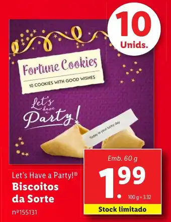 Lidl Let's Have a Party! Biscoitos da Sorte Emb. 60g promoção