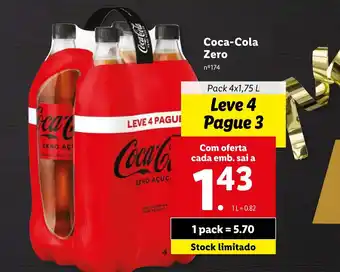 Lidl Coca-Cola Zero Pack 4x1,75 L promoção
