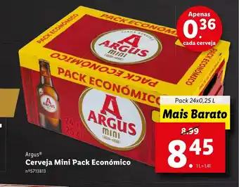 Lidl Argus Cerveja Mini Pack Económico Pack 24x0,25 L promoção