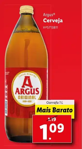Lidl Argus Cerveja Garrafa 1 L promoção