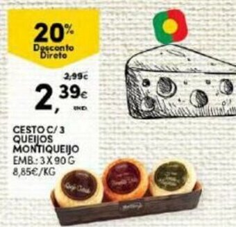 Continente Cesto C/3 Queijos Montiqueijo 3x90g promoção