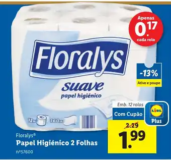 Lidl Floralys Papel Higiénico 2 Folhas promoção