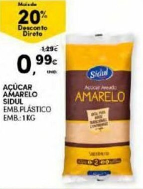 Continente Açúcar Amarelo Sidul 1kg promoção