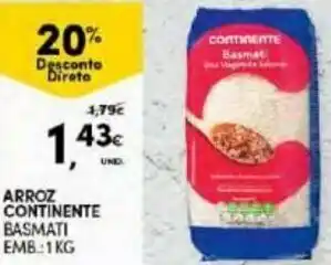 Continente Arroz Continente Basmati 1kg promoção