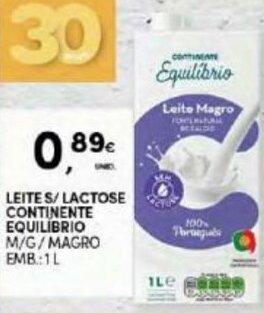 Leite S/Lactose Continente Equilibrio 1L