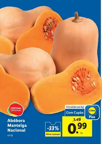 Lidl Abóbora Manteiga Nacional Vendido ao kg promoção