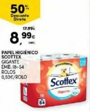 Continente Papel Higiénico Scottex 54 rolos promoção