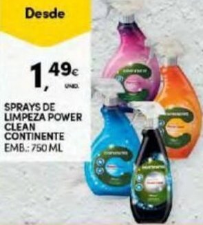 Continente Sprays de Limpeza Power Clean Continente 750ml promoção