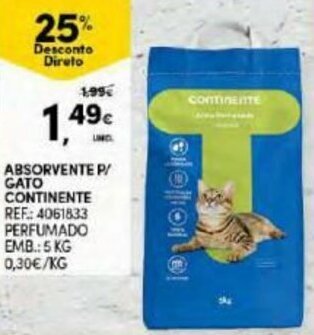 Continente Absorvente P/Gato Continente 5kg promoção