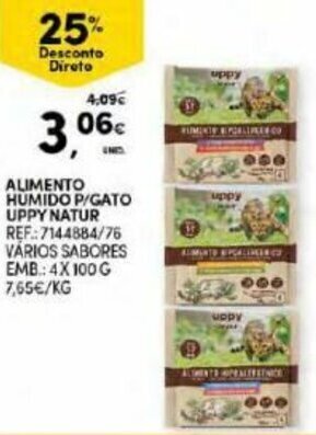 Alimento Humido P/Gato Uppy Natur 4x100g