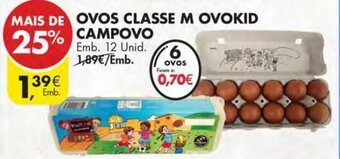Pingo Doce Ovos Classe M Ovokid Campovo 12 Unid promoção
