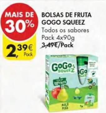 Pingo Doce Bolsas de Fruta GoGo Squeez 4 x 90g promoção