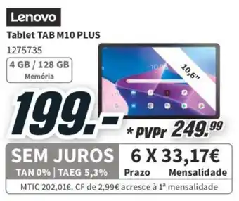 MediaMarkt Lenovo Tablet TAB M10 PLUS 1275735 promoção
